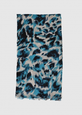 Stola in cashmere grigio turchese e nero