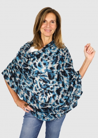 Stola in cashmere grigio turchese e nero