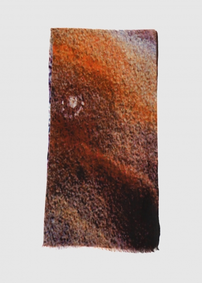 Purple rust and beige cashmere scarf