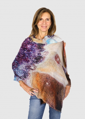 Purple rust and beige cashmere scarf