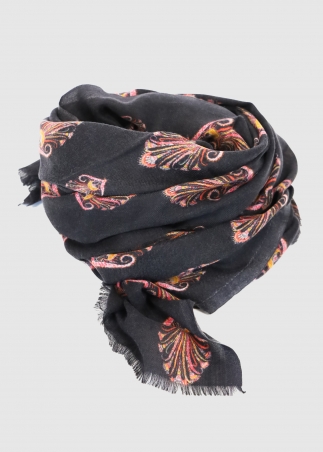 Black and pink cashmere stole