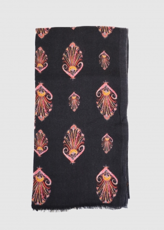 Black and pink cashmere stole