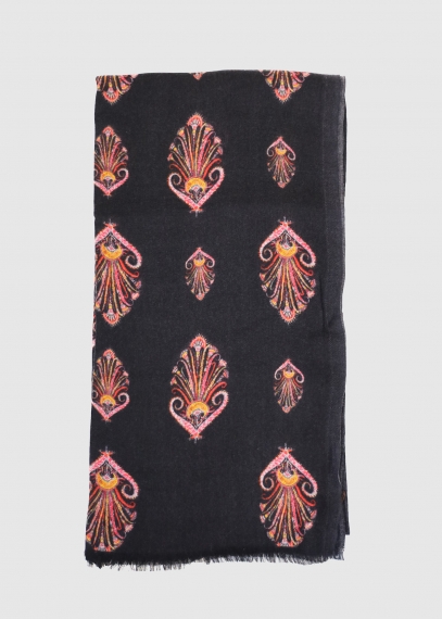Black and pink cashmere stole