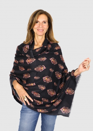 Black and pink cashmere stole