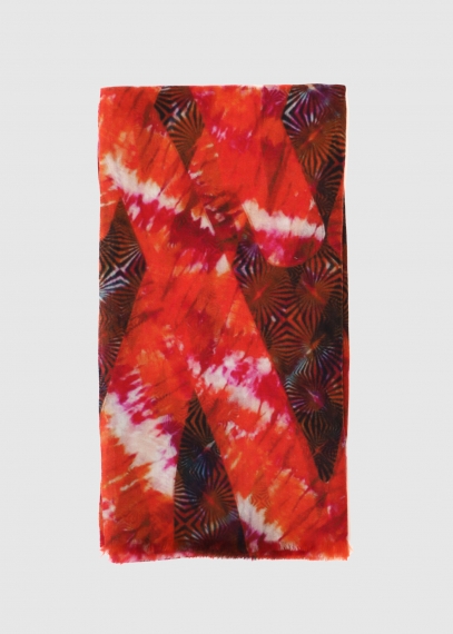 Stola in cashmere nero e rosso