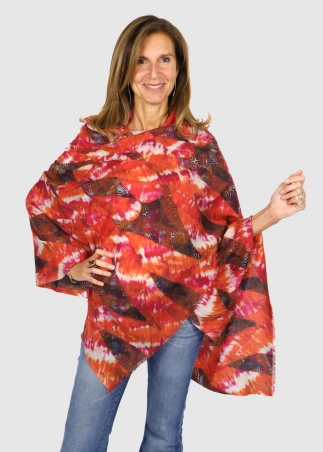 Stola in cashmere nero e rosso