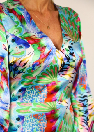 Saint Tropez dress in floral print silk