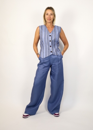 Gilet in Lino rigato