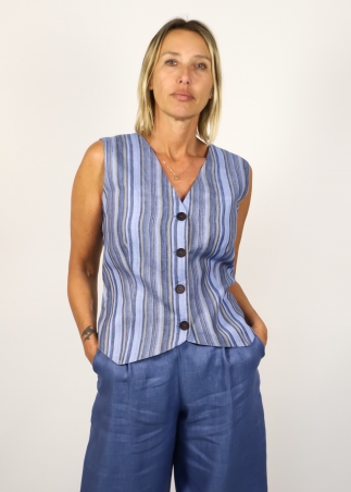 Gilet in Lino rigato