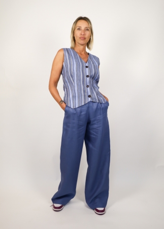 Gilet in Lino rigato