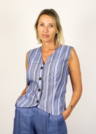 Gilet in Lino rigato