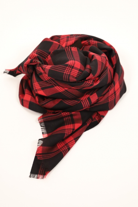 Cashmere and silk tartan scarf - Red