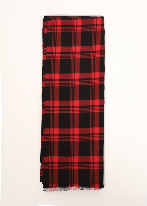 Cashmere and silk tartan scarf - Red