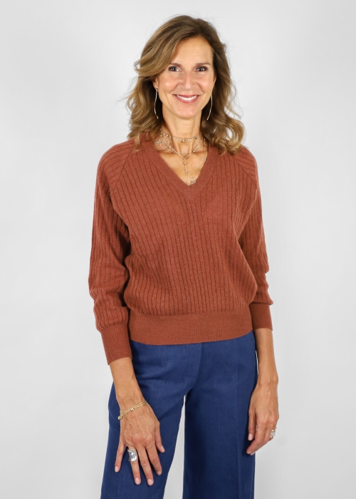 Golf Marta in puro cashmere con scollo a V