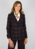 Double-breasted jacket in pure green tartan wool and plum fabric