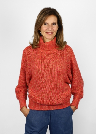 Mariaelena in pure cashmere moulinè turtleneck sweater