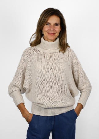 Mariaelena in pure cashmere moulinè turtleneck sweater