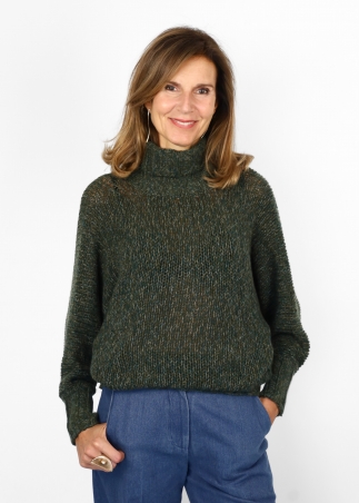 Mariaelena in pure cashmere moulinè turtleneck sweater
