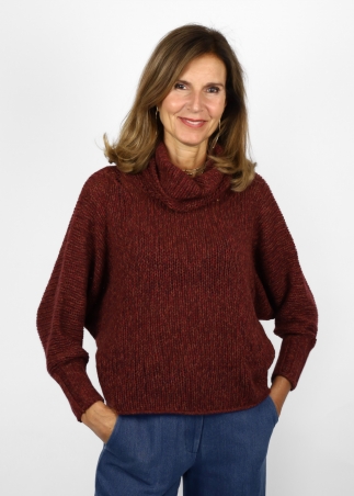 Mariaelena in pure cashmere moulinè turtleneck sweater with soft collar