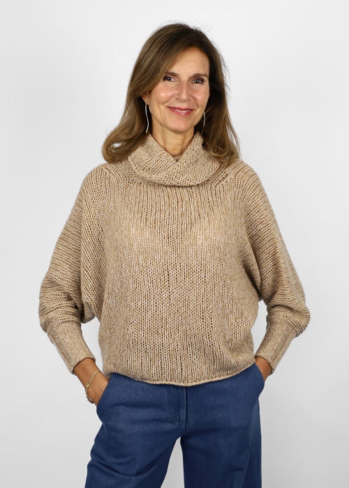 Golf Mariaelena in puro cashmere con collo alto morbido