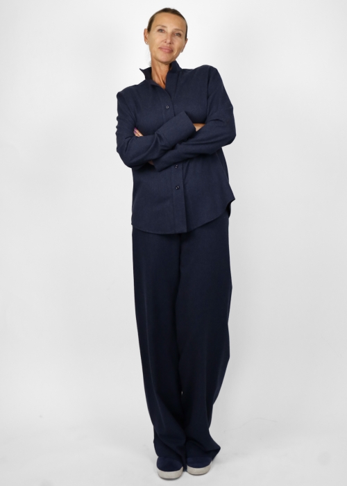 Daniela trousers with elastic in pure cotton flannel