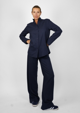 Daniela trousers with elastic in pure cotton flannel