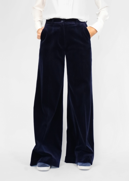 Michela trousers in pure cotton smooth velvet
