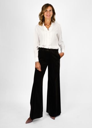 Michela trousers in pure cotton smooth velvet