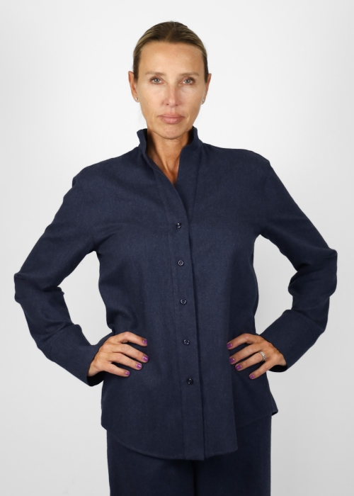 Capri shirt in pure cotton flannel with contrasting details