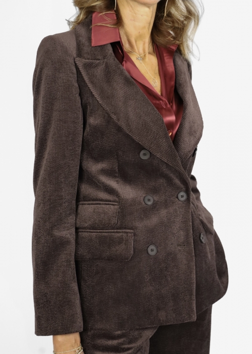 Double-breasted velvet jacket with 500 stripes