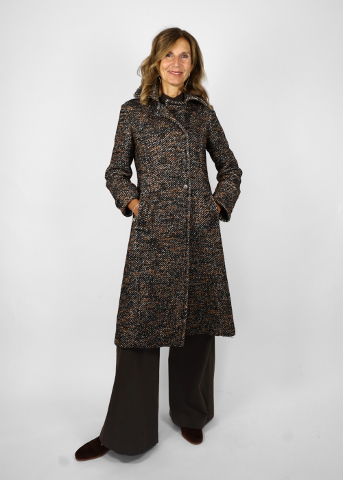 Cappotto anni 70 in misto lana boucle arancio