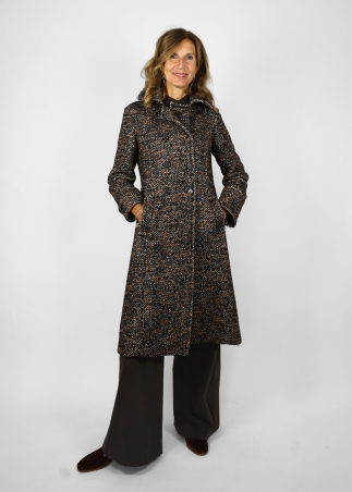 Cappotto anni 70 in misto lana boucle arancio
