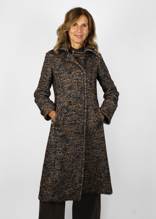 Cappotto anni 70 in misto lana boucle arancio