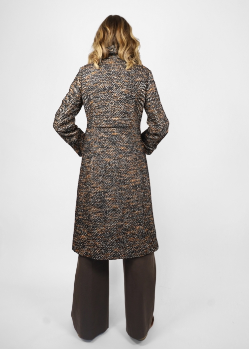 Cappotto anni 70 in misto lana boucle arancio