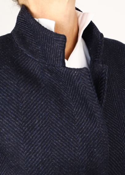 Cappotto marinaro in pura lana spigata blu nero