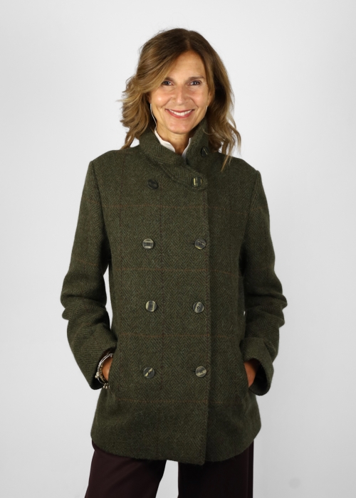Ruth jacket in pure green check wool
