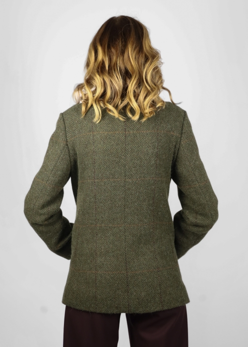 Ruth jacket in pure green check wool