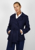 Jacket with belt in pure blue herringbone wool with multicolor stippling