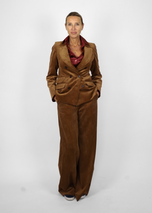 Double-breasted velvet jacket with 500 stripes