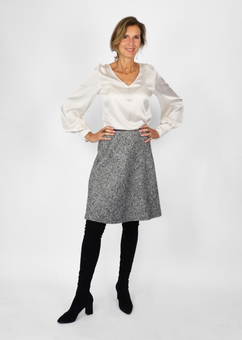 Black and white herringbone Skirt