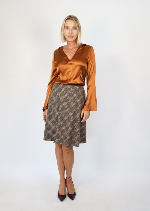 Brown and orange check Skirt
