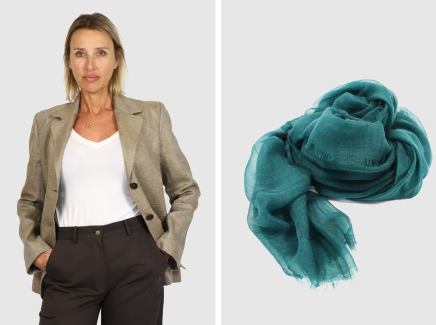 giacca in lino e stola in cashmere leggerissimo